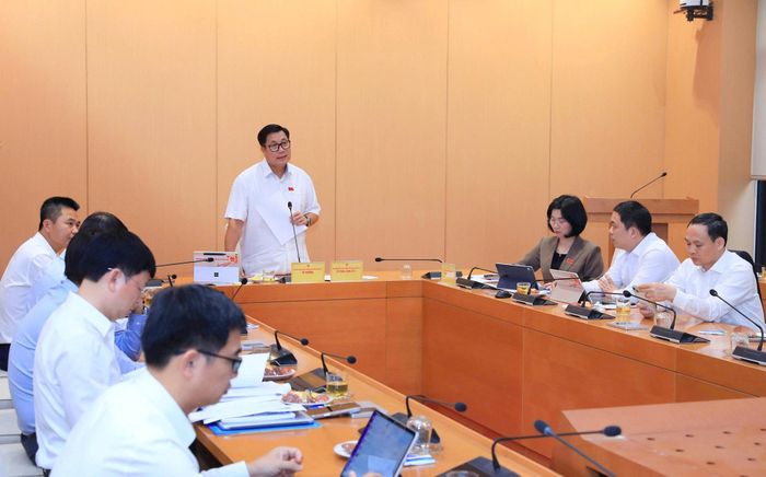 Chủ tọa điều hành phiên thảo luận tổ. Ảnh: Thành Thái