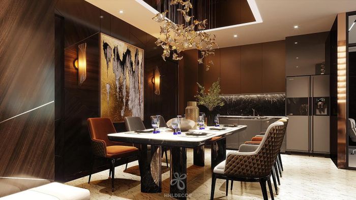 Phòng bếp sang trọng theo phong cách hiện đại.