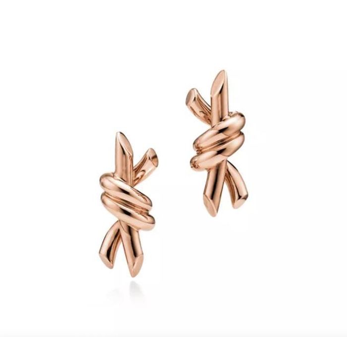Đáp lại tình cảm, Đoàn Thiên Ân tặng Kỳ Duyên đôi hoa tai Tiffany Knot Small Earrings bằng vàng hồng 18K, có giá 2.300 euro (khoảng 69 triệu đồng). Thiết kế lấy cảm hứng từ chiếc nơ lưu trữ của thương hiệu từ năm 1889, tượng trưng cho sự gắn kết bền chặt và những mối quan hệ ý nghĩa.