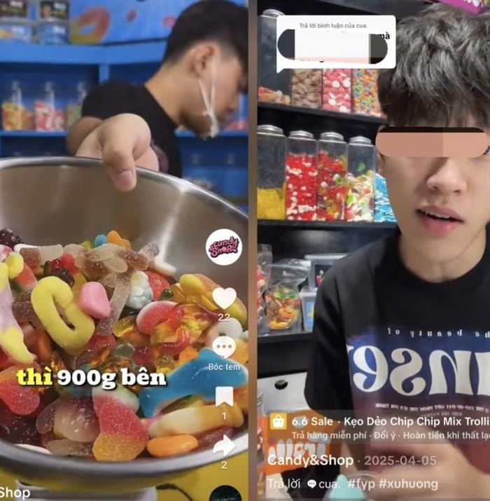 Người tự giới thiệu tên Vũ được cho là chủ của Candy&amp;Shop thường xuyên live bán kẹo dẻo trên Tiktok. 