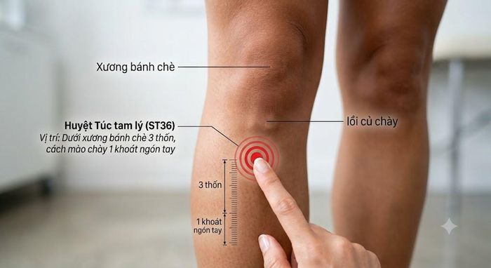 Day bấm huyệt Túc tam lý giúp bổ khí huyết, kiện tỳ vị, điều hòa chức năng tiêu hóa, tăng cường sức khỏe toàn thân.