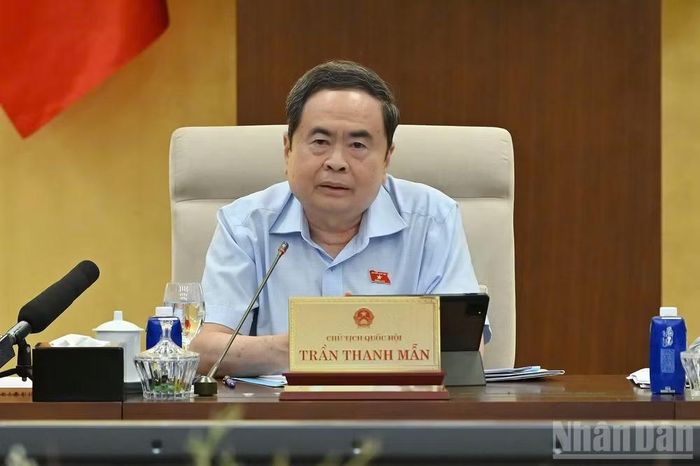 Chủ tịch Quốc hội Trần Thanh Mẫn phát biểu ý kiến tại phiên họp. (Ảnh: THỦY NGUYÊN)