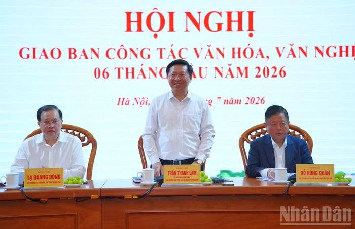 Đồng chí Trần Thanh Lâm phát biểu kết luận tại hội nghị. (Ảnh: HẢI ĐĂNG)