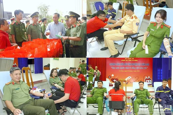 Hoạt động hiến máu cứu người của lực lượng Công an Cà Mau.