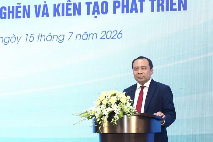 Bộ trưởng Khoa học và Công nghệ Vũ Hải Quân phát biểu tại hội nghị.