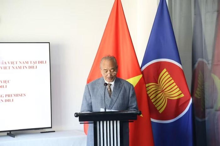 Phó Thủ tướng Timor-Leste Francisco Kalbuadi Lay phát biểu tại Lễ khai trương Đại sứ quán Việt Nam tại Timor-Leste. (Ảnh: Đại sứ quán Việt Nam tại Timor-Leste cung cấp)