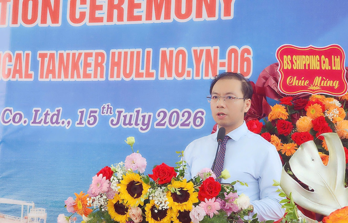 Ông Trần Mạnh Hà, Tổng giám đốc Tổng công ty Công nghiệp tàu thủy (SBIC) phát biểu tại buổi lễ.