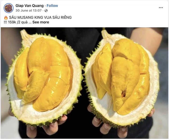 Sầu riêng Musang King được chào bán với mức giá cạnh tranh chưa từng thấy. (Ảnh chụp màn hình)