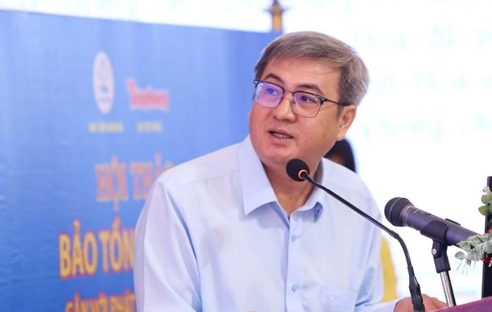 Ông Võ Văn Công - Phó Giám đốc Sở NN&amp;MT Khánh Hòa - chia sẻ tại hội thảo.