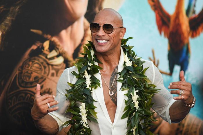 Dwayne Johnson tại sự kiện ra mắt "Moana" phiên bản người đóng. 