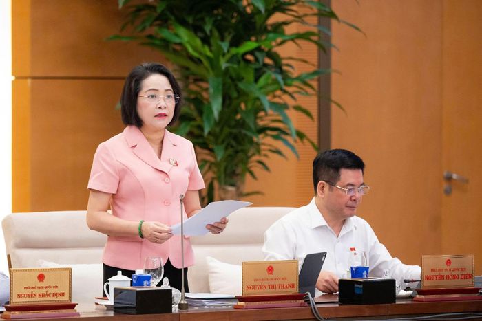 Phó Chủ tịch Quốc hội Nguyễn Thị Thanh phát biểu tại phiên họp. Ảnh: QH