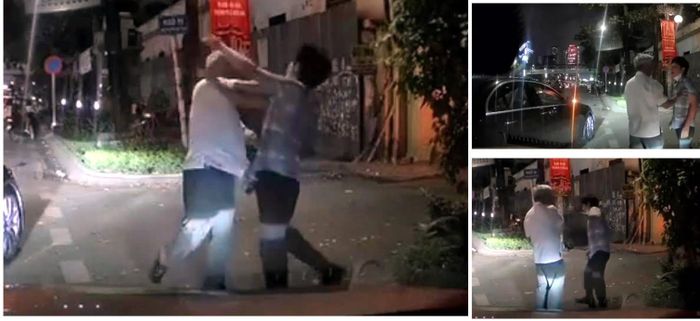 Ông Ngân đánh tài xế sau va chạm giao thông. Ảnh: Cắt từ clip