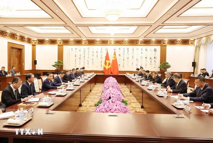 Toàn cảnh cuộc hội đàm. (Ảnh: Công Tuyên/TTXVN)