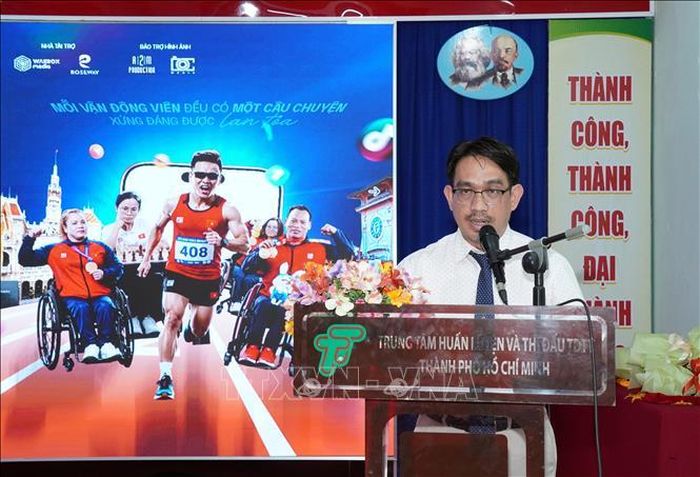 Tiến sĩ Lý Đại Nghĩa, Phó Chủ tịch Ủy ban Paralympic Việt Nam, Giám đốc Trung tâm Huấn luyện TDTT TP Hồ Chí Minh, Tổng Thư ký Hội Khoa học Thể dục thể thao Việt Nam phát biểu tại chương trình.