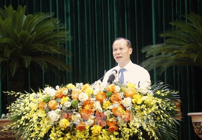 Phó Chủ tịch Thường trực UBND tỉnh Bắc Ninh Mai Sơn phát biểu tại Kỳ họp. Ảnh: Thái Hùng - TTXVN
