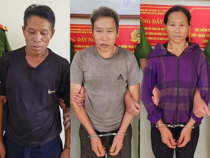Vù A Vả, Vàng A Hồng, Hầu Thị Sống (từ trái sang phải). Ảnh Công an Lào Cai