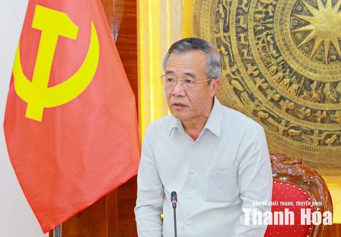 Bí thư Tỉnh ủy Lê Đức Thái phát biểu tại buổi gặp mặt.