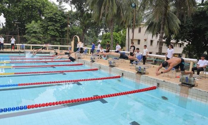  Vận động viên xuất phát nội dung 50m tự do nam. 