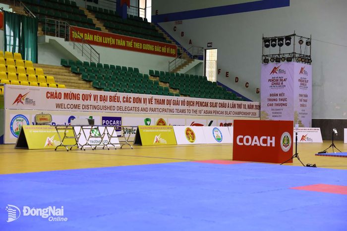 Khu vực thi đấu được bố trí, hoàn thiện. Ảnh: Thủy Tiên