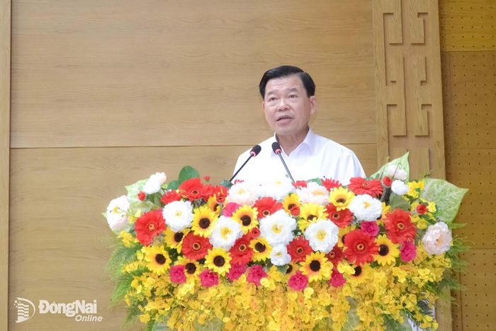 Đồng chí Nguyễn Hồng Lĩnh, Ủy viên Trung ương Đảng, Phó Chủ nhiệm Ủy ban Kiểm tra Trung ương phát biểu chỉ đạo tại hội nghị. Ảnh: Phương Hằng
