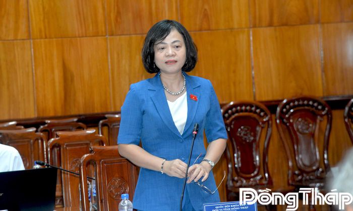 Đại biểu Nguyễn Thanh Cầm phát biểu tại buổi khảo sát.