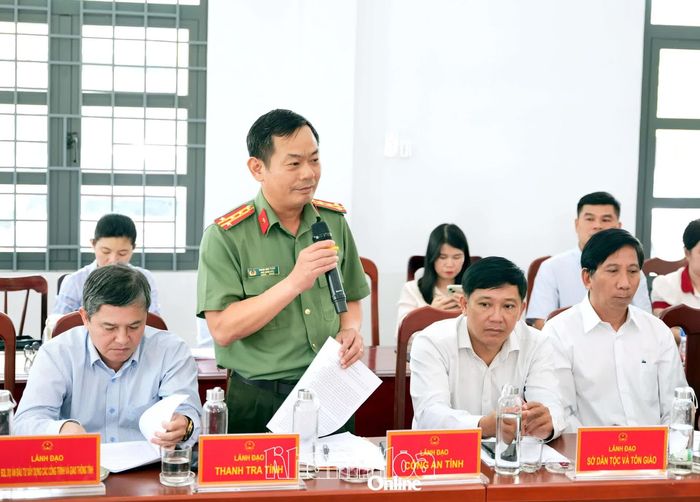 Lãnh đạo Công an tỉnh thông tin các giải pháp bảo đảm an ninh, phòng, chống tội phạm phục vụ triển khai các dự án điện hạt nhân.