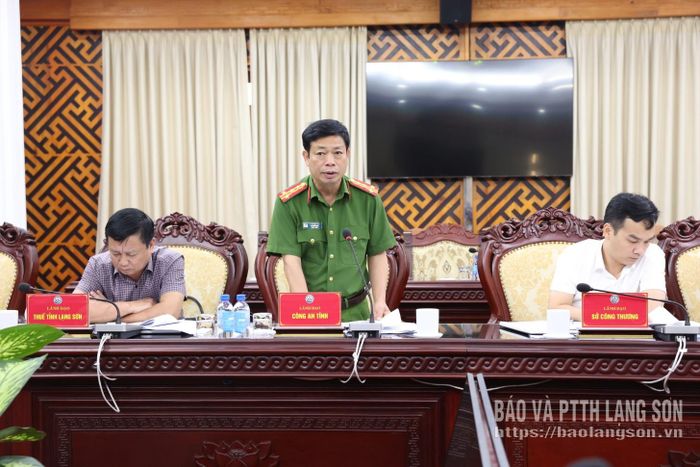Lãnh đạo Công an tỉnh phát biểu ý kiến tại chương trình làm việc