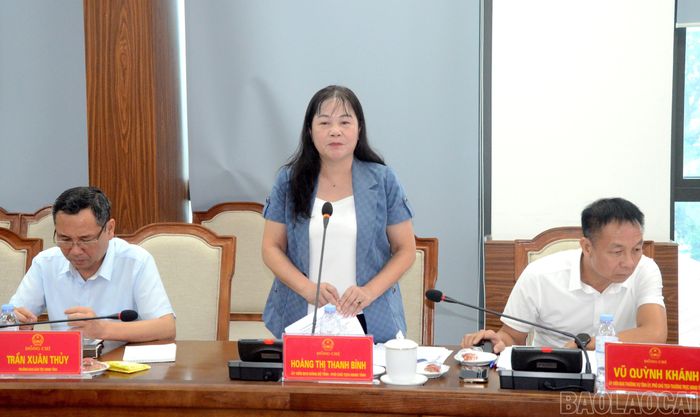 Các đồng chí Thường trực HĐND tỉnh phát biểu trao đổi tại phiên họp.
