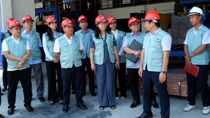 Đoàn đại biểu tham quan Chi nhánh Luyện đồng Lào Cai tại xã Bát Xát.