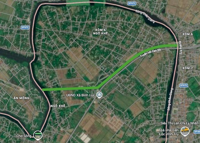 Hình ảnh thực địa trên Google vệ tinh tại khu vực dự kiến triển khai đoạn tuyến.