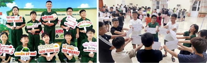 Các em nhỏ hào hứng tham gia Chương trình “Học làm người chiến sĩ”.