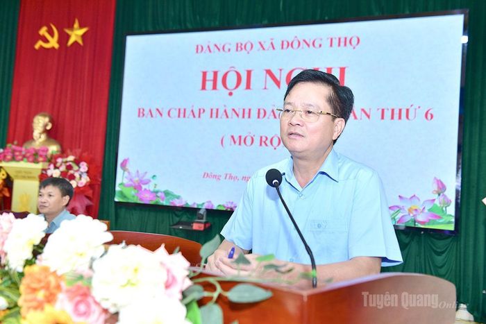 Trưởng ban Tổ chức Tỉnh ủy Trần Quang Minh phát biểu chỉ đạo hội nghị.