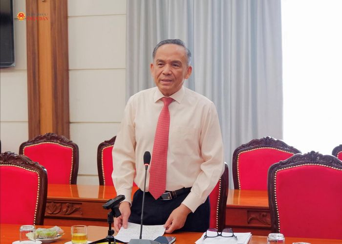 Chủ tịch Hiệp hội Bất động sản TP. Hồ Chí Minh (HoREA) Lê Hoàng Châu phát biểu. Ảnh: Hoa Lê