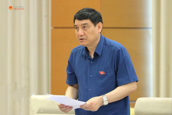Chủ nhiệm Ủy ban Văn hóa và Xã hội Nguyễn Đắc Vinh trình bày Báo cáo thẩm tra sơ bộ dự án Luật