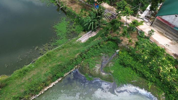 Khu vực nước thải chảy ra hồ có cá chết.