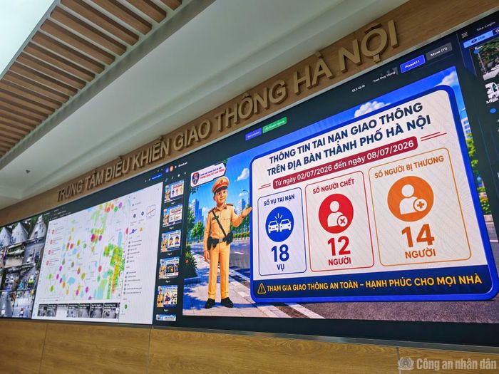 Thông tin dữ liệu được cập nhật liên tục theo thời gian thực từ hệ thống camera AI về Trung tâm điều khiển giao thông Hà Nội.