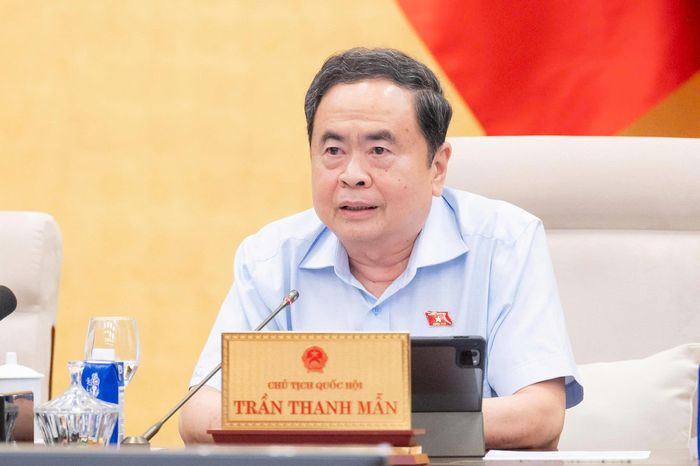 Chủ tịch Quốc hội Trần Thanh Mẫn phát biểu tại Phiên họp. Ảnh: VPQH