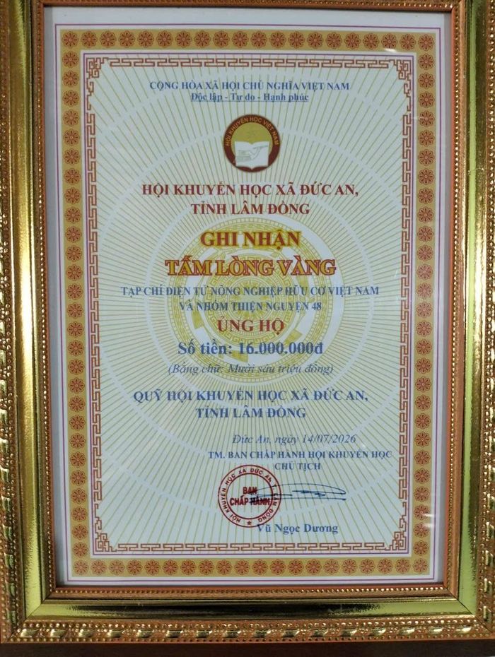 UBND xã Đức An ghi nhận tấm lòng vàng của Tạp chí điện tử Nông nghiệp hữu cơ Việt Nam