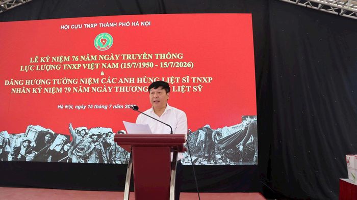 Phó Chủ tịch Ủy ban MTTQ Việt Nam thành phố Hà Nội Phạm Anh Tuấn phát biểu. Ảnh: Bảo Lâm