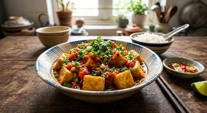 Đậu phụ sốt cà chua.