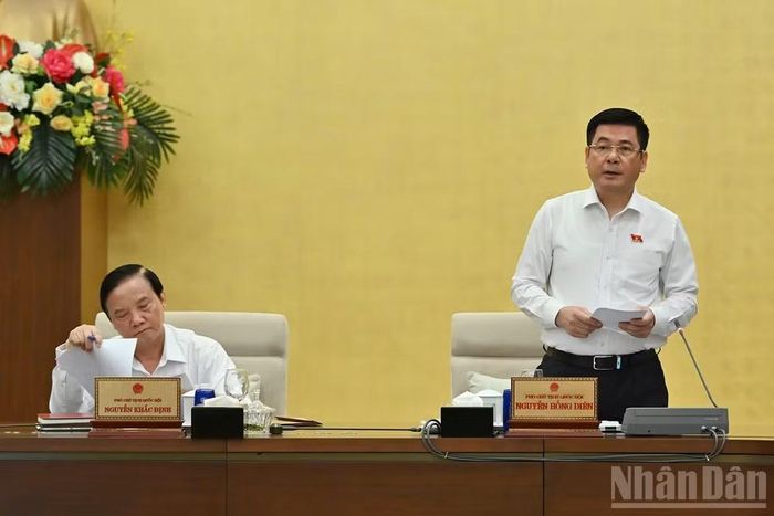 Phó Chủ tịch Quốc hội Nguyễn Hồng Diên điều hành phiên họp. (Ảnh: THỦY NGUYÊN)