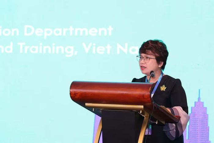 Cục trưởng Hợp tác quốc tế (Bộ Giáo dục và Đào tạo) Nguyễn Thu Thủy phát biểu khai mạc.