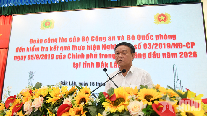  Đồng chí Đào Mỹ, Phó chủ tịch UBND tỉnh Đắk Lắk phát biểu tại buổi kiểm tra.