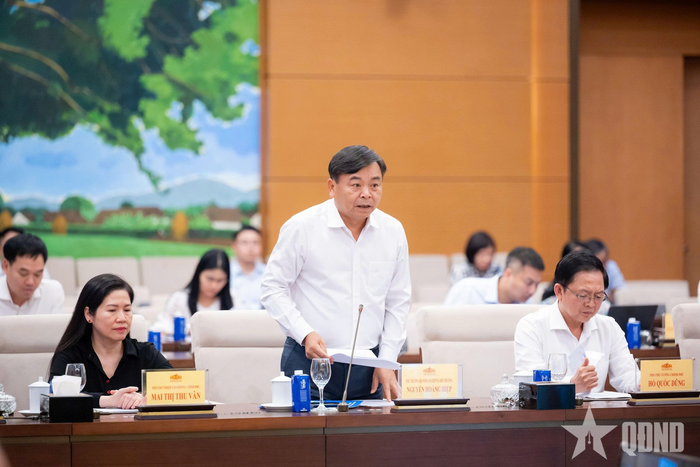  Thứ trưởng Bộ Nông nghiệp và Môi trường Nguyễn Hoàng Hiệp báo cáo tại phiên họp.