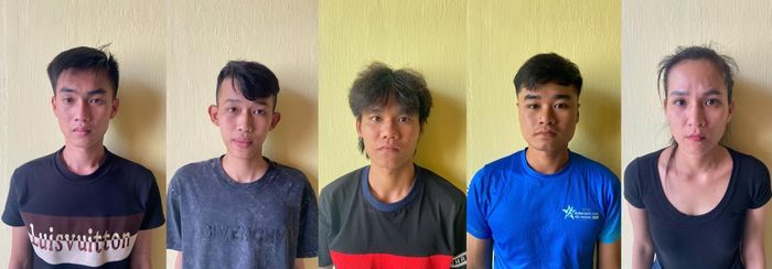 Các đối tượng: Nghĩa, Triều, Điệp, Tuấn, Hằng bị cơ quan Công an bắt giữ.