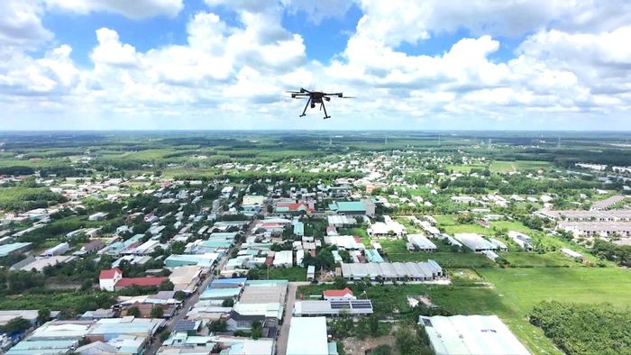 Hình ảnh UAV bay khảo sát tại địa bàn xã Trừ Văn Thố. Ảnh: QUANG HUY