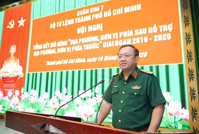 Thiếu tướng Nguyễn Thành Trung phát biểu kết luận hội nghị.