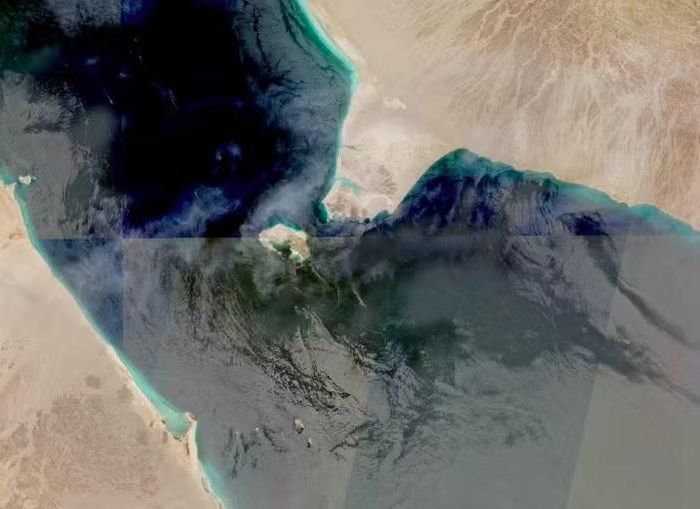 Ảnh vệ tinh chụp khu vực eo biển Bab el-Mandeb. (Ảnh: Reuters)