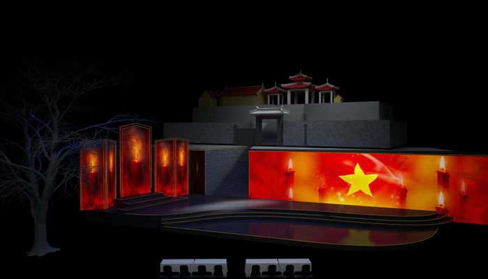 Thiết kế sân khấu tại điểm cầu Nhà bia liệt sĩ Thanh Thủy, Tỉnh Tuyên Quang