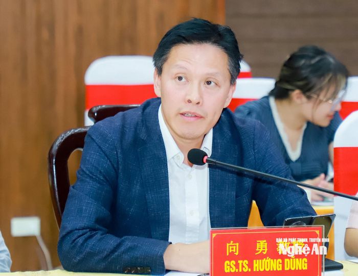 GS.TS Hướng Dũng - Viện trưởng Viện Nghiên cứu Công nghiệp văn hóa, Đại học Bắc Kinh phát biểu tại hội nghị. Ảnh: Thành Duy